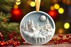 3D Martzipan Winter Scene Sublimation PNG Product Image 1