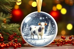 Cow Winter Scene Sublimation PNG Product Image 1