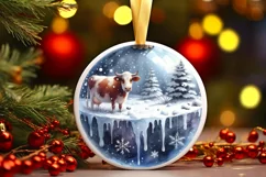 Cow Winter Scene Sublimation PNG Product Image 1