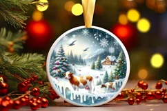 Cow Winter Scene Sublimation PNG Product Image 3