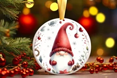 Watercolor Gnome Round Ornament Sublimation PNG Product Image 3