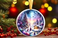 Nativity Scene Winter Round Ornament Sublimation PNG Product Image 1