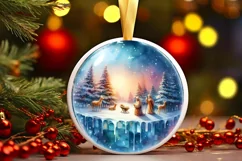 Nativity Scene Winter Round Ornament Sublimation PNG Product Image 3