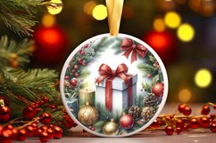 Gift White Christmas Round Ornament Sublimation PNG Product Image 3