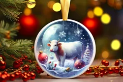 Cow Winter Scene Sublimation PNG Product Image 3