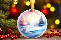 Cow Winter Scene Sublimation PNG Product Image 3