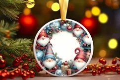 Winter Gnomes White Christmas Round Ornament Sublimation PNG Product Image 3