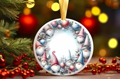 Winter Gnomes White Christmas Round Ornament Sublimation PNG Product Image 1