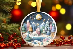 Round Christmas Ornament Sublimation|Clipart Product Image 1