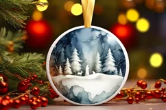 Nativity Scene Winter Round Ornament Sublimation PNG Product Image 3