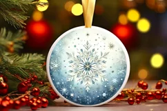 Holiday Snowflake Round Ornament Sublimation PNG Product Image 3