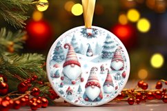 Watercolor Winter Gnomes Round Ornament Sublimation PNG Product Image 3