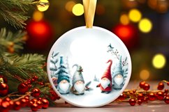 Watercolor Winter Gnomes Round Ornament Sublimation PNG Product Image 3