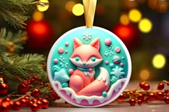 3D Martzipan Fox Round Ornament Sublimation PNG Product Image 3