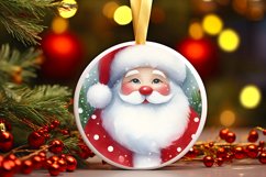 Watercolor Santa Round Christmas Image PNG Product Image 3
