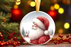 Watercolor Santa Round Christmas Image PNG Product Image 3