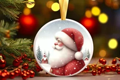 Watercolor Santa Round Christmas Image PNG Product Image 3