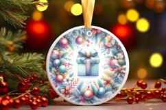 Gift White Christmas Round Ornament Sublimation PNG Product Image 3