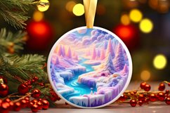 Winter Scene with Depth Round Ornament Sublimation PNG Product Image 1