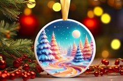 Winter Scene with Depth Round Ornament Sublimation PNG Product Image 1