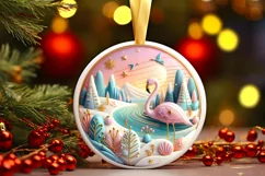 Round Christmas Ornament Sublimation|Clipart Product Image 1