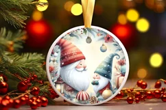 Winter Pastel Gnome Round Ornament Sublimation PNG Product Image 3