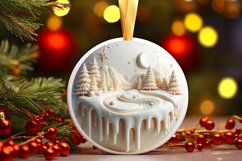 3D Winter Scene with Depth Round Ornament Sublimation PNG Product Image 3