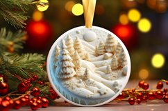 3D Winter Scene with Depth Round Ornament Sublimation PNG Product Image 3