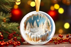 3D Winter Scene with Depth Round Ornament Sublimation PNG Product Image 1