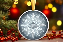 Snow Flake Winter Watercolor Christmas Ornament Sublimation Product Image 3