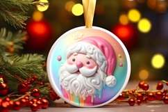 Pastel 3D Santa Round Ornament Sublimation PNG Product Image 3