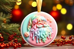 3D Martzipan Santa Round Christmas Ornament Sublimation PNG Product Image 3