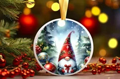 Gnome Winter Scene Round Ornament Sublimation PNG Product Image 3