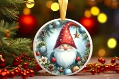 Gnome Winter Scene Round Ornament Sublimation PNG Product Image 1