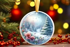 3D Flowers Winter Scene Sublimation PNG Product Image 3