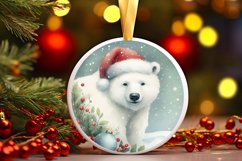 Watercolor Round Christmas Ornament Sublimation PNG Product Image 1