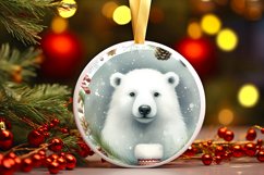 Colorful Polar Bear Round Ornament Sublimation PNG Product Image 3