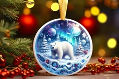 Winter Polar Bear Ornament Sublimation PNG Product Image 3