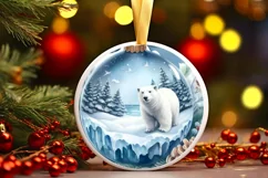 Winter Polar Bear Ornament Sublimation PNG Product Image 3