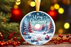 Winter Penguins Round Ornament Sublimation PNG Product Image 3