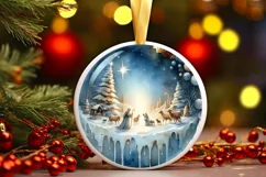 Winter Nativity Scene Ornament Sublimation PNG Product Image 3
