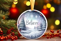 Watercolor Winter Scene with Large Text: Believe Round Product Image 3