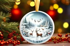 Winter Reindeer Ornament Sublimation PNG Product Image 1