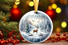 Winter Reindeer Ornament Sublimation PNG Product Image 1