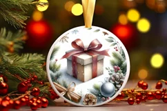 Winter Gift Round Ornament Sublimation PNG Product Image 1
