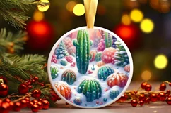 Winter Cactus Ornament Sublimation PNG Product Image 3