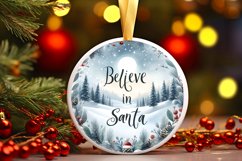 Winter Scene Believe in Santa Round Ornament Sublimation PNG Product Image 1