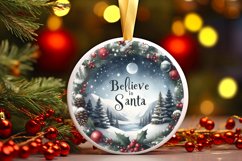 Winter Scene Believe in Santa Round Ornament Sublimation PNG Product Image 1