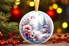 Winter Flowers Ornament Sublimation PNG Product Image 3