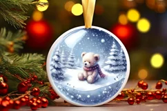 Winter Teddy Bear Ornament Sublimation PNG Product Image 3